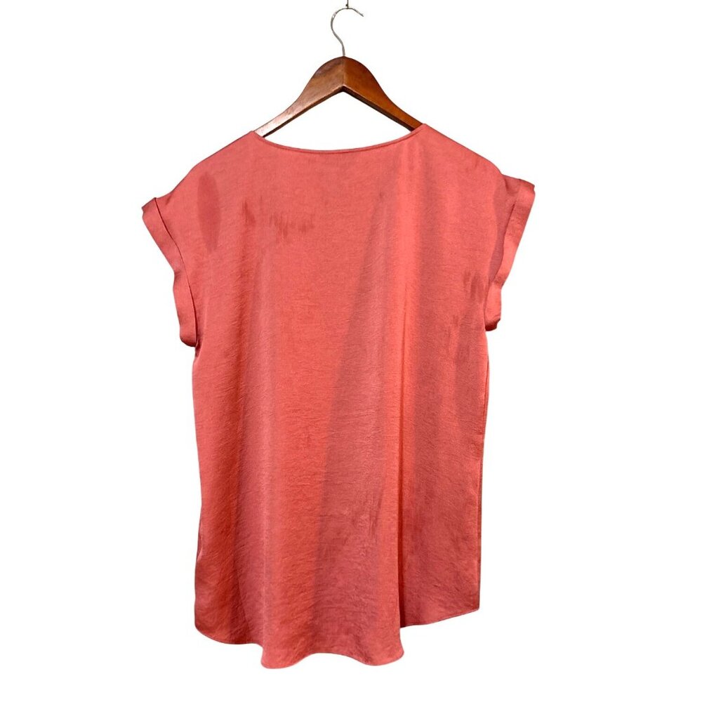 Express Coral Crisscross V-Neck Cap Sleeve Womens Top Size M 100% Polyester - Picture 5 of 7
